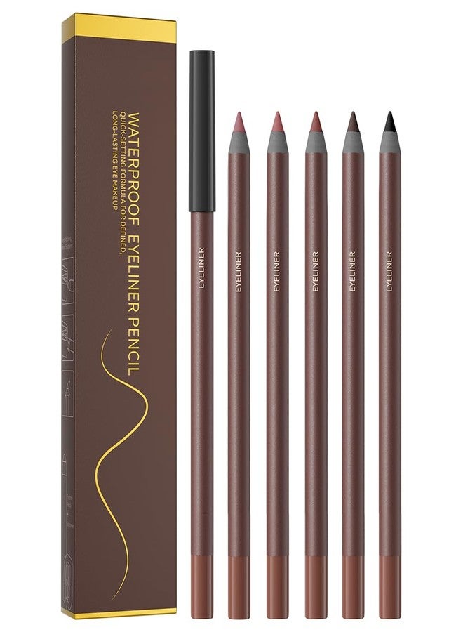 Pinkiou 5 Colors Eyeliner Pencil Set,24 Hour Waterproof Smudge-Proof Eye Liner Pencil, Long-Lasting Makeup Pencils for Eyebrows and Eyeliner (Plum, Stone, Chocolate, Brown, Black)​ - Image 1